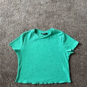 SHEIN Vibrant Green Ribbed Tee